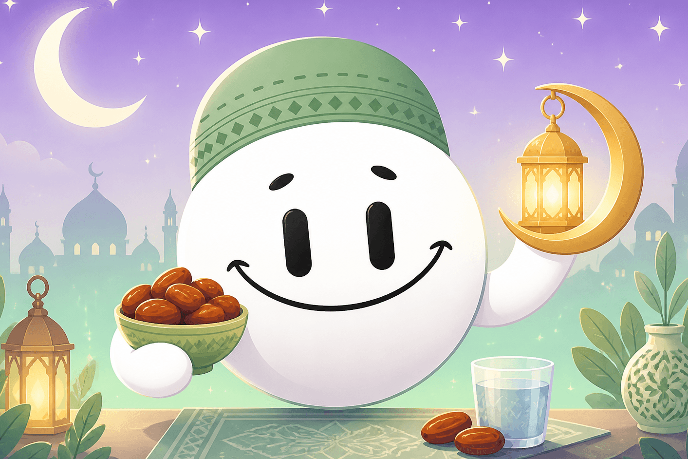 Mascot with Ramadan suhoor and iftar